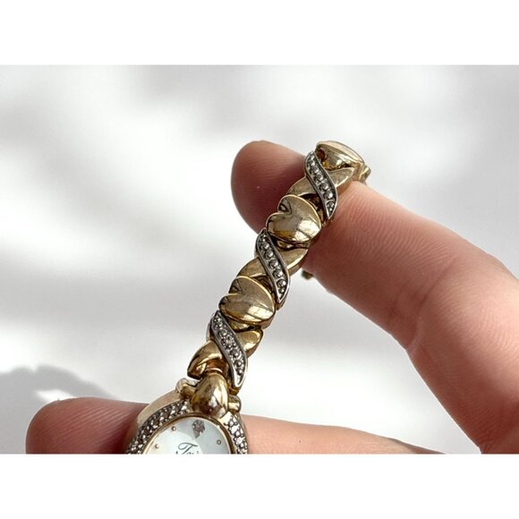 Tres XOXO Genuine Diamond Dual Toned Ladies Vintage Wristwatch - 18mm - WORKS! - Picture 14 of 14